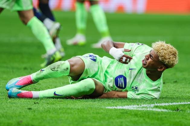 FC Internazionale vs FC Barcelona, Barca - UEFA Champions League 2024 25 Semi Final - 2nd leg - 06 05 2025 Lamine Yamal of FC Barcelona reacts during UEFA Champions League 2024 25 Semi Final - 2nd leg football match between FC Internazionale and FC Barcelona at San Siro Stadium Copyright: xBEAUTIFULxSPORTS Carabellix