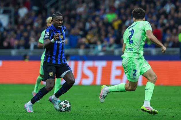 FC Internazionale vs FC Barcelona, Barca - UEFA Champions League 2024 25 Semi Final - 2nd leg - 06 05 2025 Marcus Thuram of FC Internazionale seen in action during UEFA Champions League 2024 25 Semi Final - 2nd leg football match between FC Internazionale and FC Barcelona at San Siro Stadium Copyright: xBEAUTIFULxSPORTS Carabellix