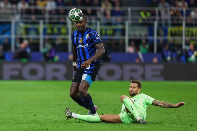 FC Internazionale vs FC Barcelona, Barca - UEFA Champions League 2024 25 Semi Final - 2nd leg - 06 05 2025 Marcus Thuram of FC Internazionale seen in action during UEFA Champions League 2024 25 Semi Final - 2nd leg football match between FC Internazionale and FC Barcelona at San Siro Stadium Copyright: xBEAUTIFULxSPORTS Carabellix