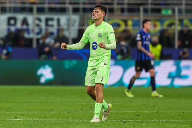 FC Internazionale vs FC Barcelona, Barca - UEFA Champions League 2024 25 Semi Final - 2nd leg - 06 05 2025 Pedri of FC Barcelona celebrates during UEFA Champions League 2024 25 Semi Final - 2nd leg football match between FC Internazionale and FC Barcelona at San Siro Stadium Copyright: xBEAUTIFULxSPORTS Carabellix