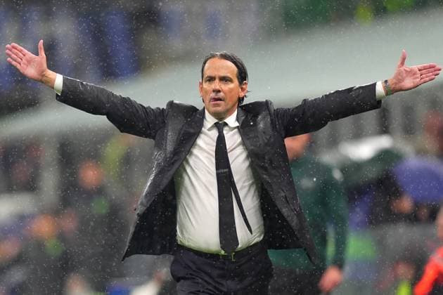 Inter MilanÕs head coach Simone Inzaghi , during the Uefa Champions League soccer match between Inter and Barcelona at San Siro Stadium in Milan , North Italy - Tuesday May 06, 2025 . - Soccer  Copyright: xSpada LaPressex