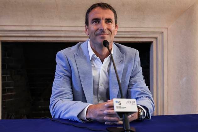 May 7, 2025, Barcelona, Barcelona, Spain: Tommy Robredo attends his press conference, PK, Pressekonferenz during the Presentation as the New Sports Director of the Barcelona Open Banc Sabadell - Conde Godo at the Real Club De Tenis Barcelona - 1899 on May 07, 2025 in Barcelona, Spain. Barcelona Spain - ZUMAa181 20250507_zaa_a181_052 Copyright: xJavierxBorregox