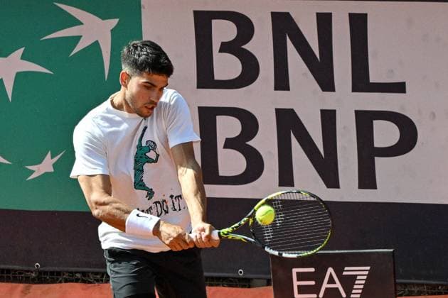 Foto IPP Roberto Ramaccia Roma 7 5 2025 Tennis Internazionali Bnl d’Italia 2025 Nella foto Carlos Alcaraz (SPA) durante allenamento Italy Photo Press - World Copyright Roma italy Italia ITALY  Copyright: xR4924_italyphotopressx