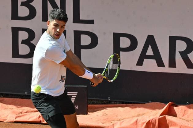 Foto IPP Roberto Ramaccia Roma 7 5 2025 Tennis Internazionali Bnl d’Italia 2025 Nella foto Carlos Alcaraz (SPA) durante allenamento Italy Photo Press - World Copyright Roma italy Italia ITALY  Copyright: xR4924_italyphotopressx