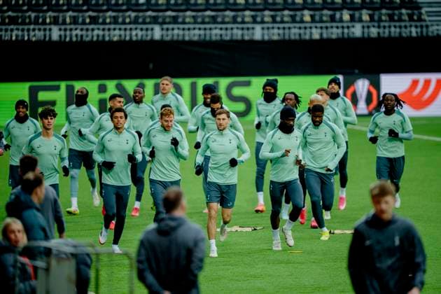 Training for the European League semi-final Bodo 20250507 Tottenham Hotspur training on the day of the European League semi-final against Bodo Glimt at Aspmyra Stadium Photo Stian Lysberg Solum NTB Bodo Norge EDITORIAL USE ONLY RESTRICTED USE FOR BETTING COMPANIES  Copyright: xx