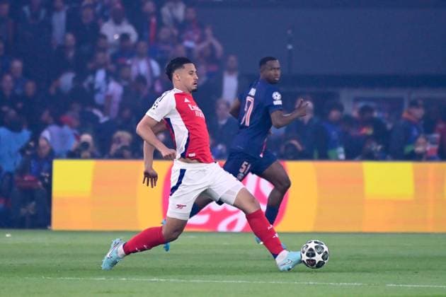 FOOTBALL : PSG vs Arsenal - Ligue des Champions - 07 05 2025 William Saliba ( 2 - Arsenal FC ) during the UEFA Champions League match between Paris Saint Germain and Arsenal FC at Parc Des Princes on May 07 , 2025 in Paris, France. ( Photo by Dante Badano PsnewZ ) - ParisFrance  Copyright: xx