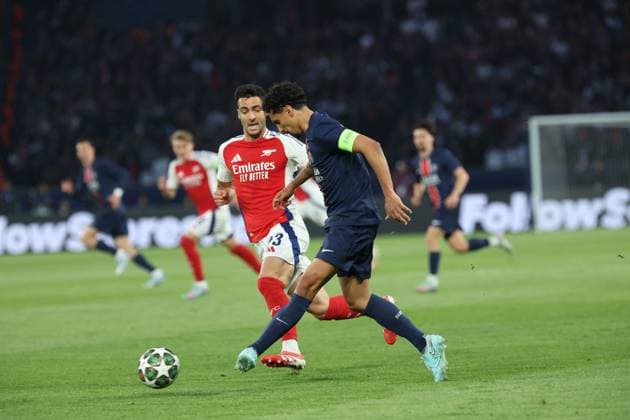 PSG - ARSENAL PHOTOPQR LE PARISIEN Le Parisien Arnaud Journois ; PARIS ; 07 05 2025 ; Football, Ligue des Champions Uefa, demi finale retour. Paris, Parc des Princes le 7 mai 2025. Paris SG - Arsenal FC Marquinhos Photo Le Parisien Arnaud Journois Soccer match between Paris Saint-Germain and Arsenal FC, in Paris, France, 7 May 2025.