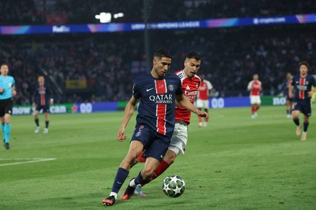 PSG - ARSENAL PHOTOPQR LE PARISIEN Fred Dugit ; PARIS ; 07 05 2025 ; Football, Ligue des Champions Uefa, demi finale retour. Paris, Parc des Princes le 7 mai 2025. Paris SG - Arsenal FC Soccer match between Paris Saint-Germain and Arsenal FC, in Paris, France, 7 May 2025.