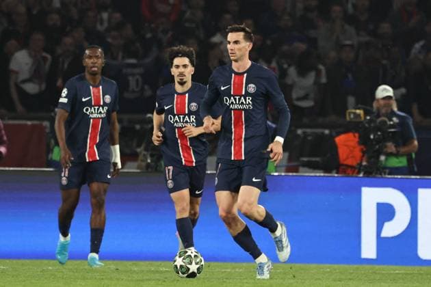 PSG - ARSENAL PHOTOPQR LE PARISIEN LP Fred Dugit ; Paris ; 07 05 2025 ; Sports Parc des Princes, Paris (XVIe), 07 05 2025 Demi-finale retour de ligue des Champions Psg-Arsenal Vitinha Fabian Ruiz LP Fred Dugit Soccer match between Paris Saint-Germain and Arsenal FC, in Paris, France, 7 May 2025.