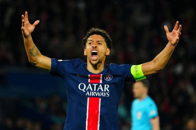Marquinhos of PSG celebrates as the game draws to an end Paris Saint-Germain v Arsenal, UEFA Champions League, Semi Final, Second Leg, Football, Parc des Princes, Paris, France - 07 May 2025 EDITORIAL USE ONLY No use with unauthorised audio, video, data, fixture lists, club league logos or live services. Online in-match use limited to 120 images, no video emulation. No use in betting, games or single club league player publications.  Copyright: xJavierxGarcia Shutterstockx 15288068dt