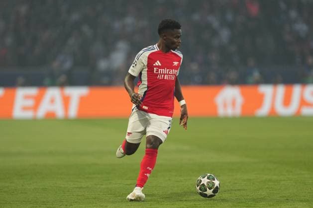 Bukayo Saka of Arsenal Paris Saint-Germain v Arsenal, UEFA Champions League, Semi Final, Second Leg, Football, Parc des Princes, Paris, France - 07 May 2025 EDITORIAL USE ONLY No use with unauthorised audio, video, data, fixture lists, club league logos or live services. Online in-match use limited to 120 images, no video emulation. No use in betting, games or single club league player publications.  Copyright: xDavexWinter Shutterstockx 15288067gd