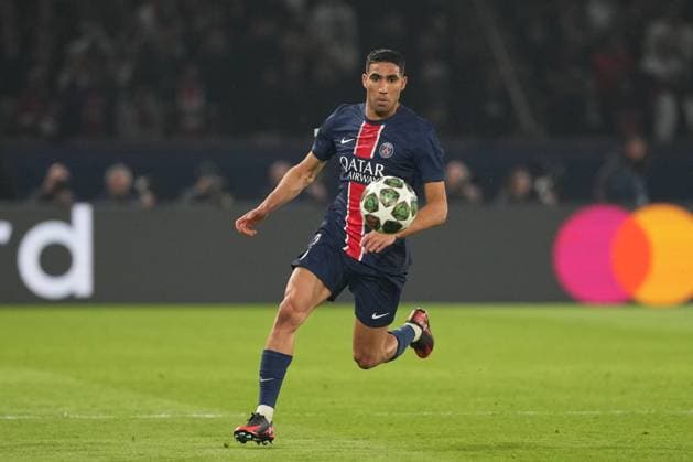 Achraf Hakimi of PSG Paris Saint-Germain v Arsenal, UEFA Champions League, Semi Final, Second Leg, Football, Parc des Princes, Paris, France - 07 May 2025 EDITORIAL USE ONLY No use with unauthorised audio, video, data, fixture lists, club league logos or live services. Online in-match use limited to 120 images, no video emulation. No use in betting, games or single club league player publications. Copyright: xDavexWinter Shutterstockx 15288067li