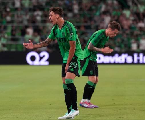May 7, 2025, Austin, Texas, USA: Austin FC defender GUILHERME BIRO (29) reacts after a play during a US Open Cup match between Austin FC and El Paso Locomotive on May 7, 2025, in Austin, Texas. Austin USA - ZUMAc201 20250507_zap_c201_013 Copyright: xScottxColemanx
