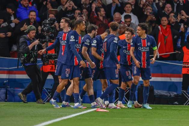 May 7, 2025, Paris, Paris, France: Celebration of PSG after scoring during the UEFA Champions League semi-final 2nd leg between Paris Saint Germain and Arsenal at the Parc des Princes Stadium - Paris - France Paris France - ZUMAb253 20250507_zsp_b253_016 Copyright: xLoicxBaratouxx