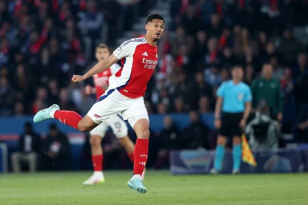 PSG v Arsenal UEFA Champions League 07 May 2025 Paris - UEFA Champions League - Paris Saint-Germain v Arsenal FC - William Saliba of Arsenal - (Photo: Mark Leech Paris UK Copyright: xMarkxLeechxOffside