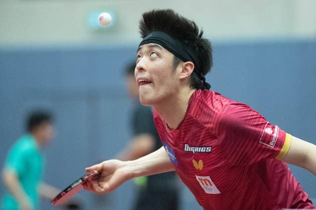 Sport Themen der Woche KW19 Dang Qiu (Borussia Duesseldorf) beim Training, Aktion, Vorstellung der nominierten Athleten fuer die Individual-Weltmeisterschaften von17. bis 25. Mai in Doha Katar, DTTZ Deutsches Tischtennis-Zenturm Duesseldorf, 07.05.2025. Â *** Dang Qiu Borussia Duesseldorf at training, action, presentation of the nominated athletes for the Individual World Championships from 17 to 25 May in Doha Qatar, DTTZ Deutsches Tischtennis Zenturm Duesseldorf, 07 05 2025 Â