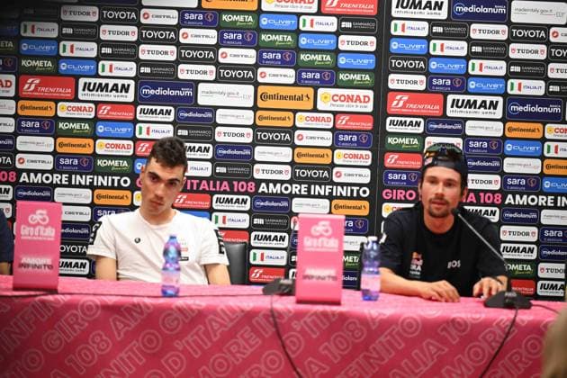 08-05-2025 Vigilia Giro D italia 2025; 2025, Uae Team Emirates - Xrg; 2025, Red Bull - Bora Hansgrohe; Ayuso Pesquera, Juan; Roglic, Primoz; Tirana; 