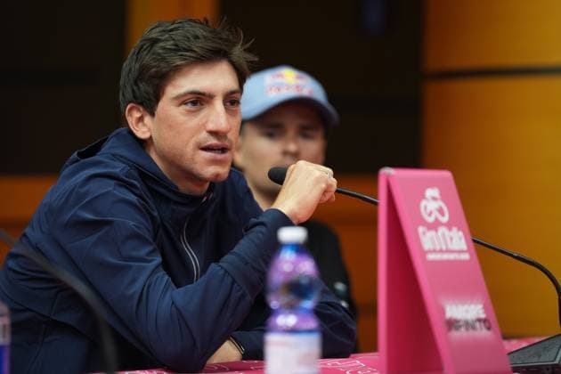 Ciccone Giulio of Lidl-Trek during the top riders press conference, PK, Pressekonferenz ahead of the Giro d’Italia cycling race in Tirana. The race starts on Friday, May 9, with the first stage over 160 km, from Durazzo (Durres) to Tirana (Tirane), Albania - Thursday, May 8, 2025. - cycling.  Copyright: xMassimoxPaolone LaPressex