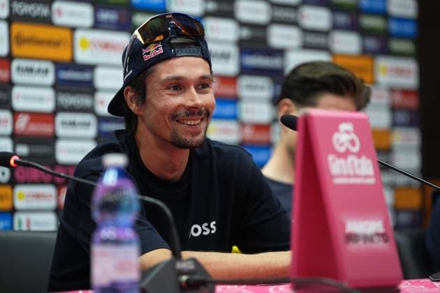 Rogli? Primož of Red Bull - Bora - Hansgrohe during the top riders press conference, PK, Pressekonferenz ahead of the Giro d’Italia cycling race in Tirana. The race starts on Friday, May 9, with the first stage over 160 km, from Durazzo (Durres) to Tirana (Tirane), Albania - Thursday, May 8, 2025. - cycling.  Copyright: xMassimoxPaolone LaPressex