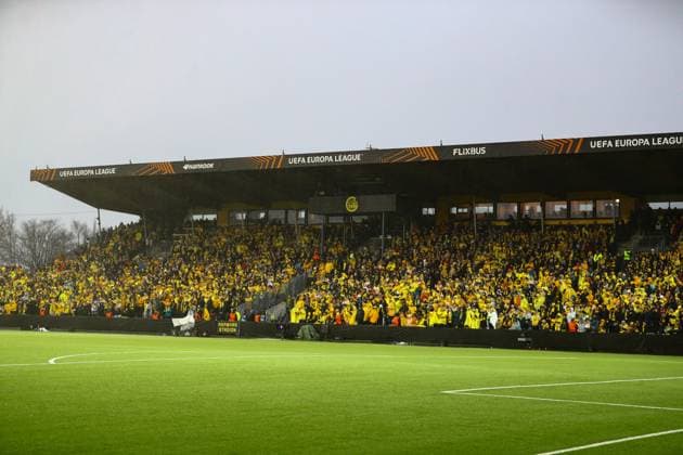 UEFA Europa leauge 2024 2025 Bodo Glimt Tottenham Bodo 20250508 Bodo Glimt supporters for the semi-final between Bodo Glimt and Tottenham at Aspmyra Stadium on Thursday Photo Mats Torbergsen NTB Bodo Norge EDITORIAL USE ONLY RESTRICTED USE FOR BETTING COMPANIES  Copyright: xMatsxTorbergsenx xNTBx