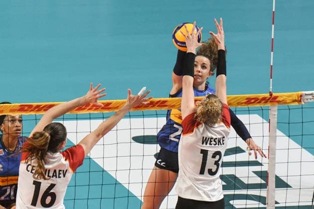 22 Gaia Giovannini of Italian national team, Nationalteam in action during BPER Test match, Italy-Germany volleyball national team at PalaIgor Gorgonzola in Novara  Copyright: xAndreaxAmato IPAxSportx xipa-agency.netx xx IPA_57419561 IPA_Agency_IPA57419561