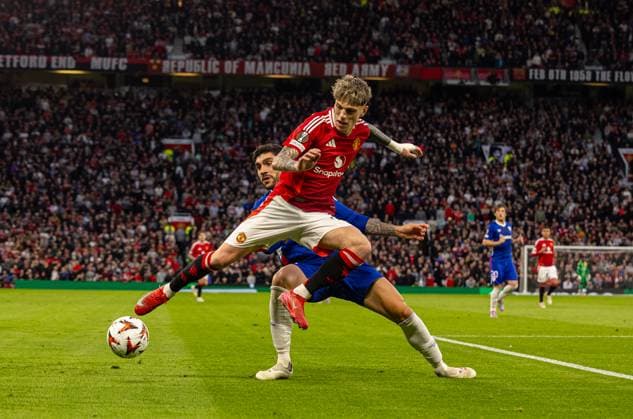 Football - UEFA Europa League - Semi-Final 2nd Leg - Manchester United, ManU FC v Athletic Club Bilbao MANCHESTER, ENGLAND - Thursday, May 8, 2025: Manchester United s Alejandro Garnacho during the UEFA Europa League Semi-Final 2nd Leg match between Manchester United FC and Athletic Bilbao at Old Trafford. (Photo by David Rawcliffe Propaganda) MANCHESTER Old Trafford GREATER MANCHESTER ENGLAND  Copyright: xDavidxRawcliffex P2025-05-08-Man_Utd_Athletic-41