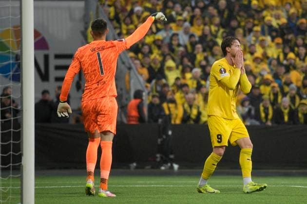 UEFA Europa leauge 2024 2025 Bodo Glimt Tottenham Bodo 20250508 Bodo Glimts Kasper Hogh during the UEFA Europa League between Bodo Glimt and Tottenham at Aspmyra Stadium Photo Stian Lysberg Solum NTB Bodo Norge EDITORIAL USE ONLY RESTRICTED USE FOR BETTING COMPANIES  Copyright: xStianxLysbergxSolumx xNTBx
