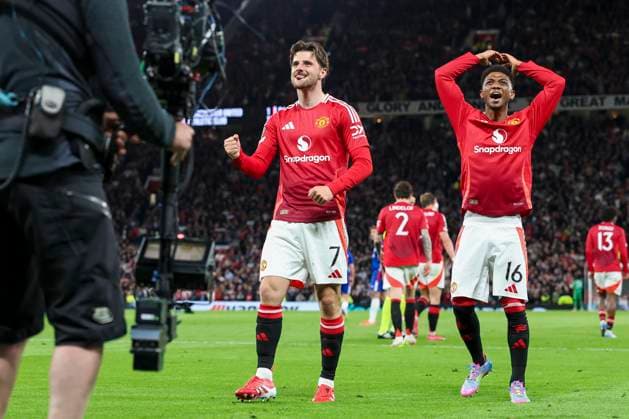 Manchester United, ManU FC v Athletic Club Bilbao Manchester United midfielder Mason Mount (7) scores a GOAL 1-1 and celebrates during the Manchester United FC v Athletic Club Bilbao UEFA Europa League Semi-Final 2nd leg match at Old Trafford, Manchester, England, United Kingdom on 8 May 2025 Credit: Phil Duncan Every Second Media Editorial use only. All images are copyright Every Second Media Limited. No images may be reproduced without prior permission. Copyright: xIMAGO EveryxSecondxMediax ESM-1472-0039 PhilxDuncanx xEveryxSecondxMediax
