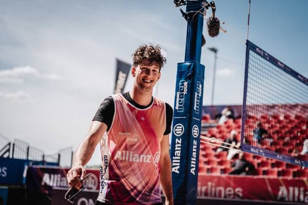 Beachvolleyball Männer Allianz German Beach Tour 2025 Tourstop Düsseldorf 08.05.2025 Tristan Fröbel Düsseldorf Robert-Lehr-Ufer Nordrhein-Westfalen Deutschland