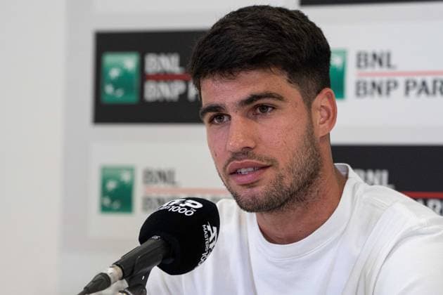 TENNIS : Open de Rome - 08 05 2025 Carlos Alcaraz during his press conference, PK, Pressekonferenz in Roma.  Copyright: xTristanxLapierrex