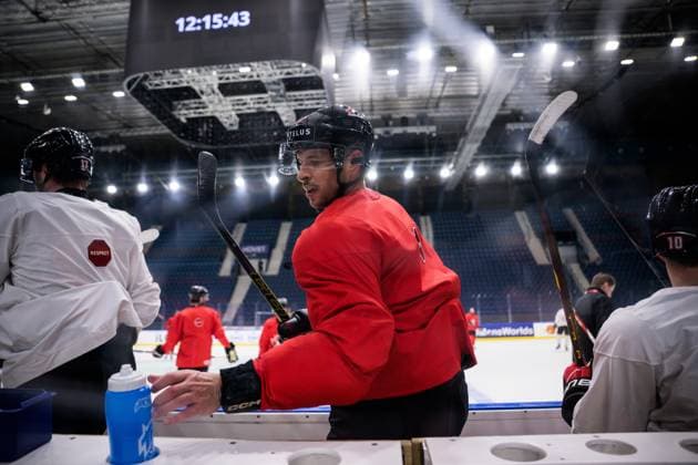 Eishockey, WM, Nationalteam Kanada Training 250509 Sidney Crosby of Canada at a practice session during the 2025 IIHF Ice hockey, Eishockey World Championship, WM, Weltmeisterschaft on May 9, 2025 in Stockholm. Photo: Joel Marklund BILDBYRAN kod JM JM0673 bbeng ishockey ice hockey ishockey-vm 2025 vm 2025 iihf world championship träning practice kanada canada Copyright: JOELxMARKLUND BB250509JM003