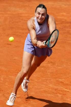 Aryna Sabalenka of Belarus during the match against Anastasia Popatova of Russia at the Internazionali BNL d Italia 2025 tennis tournament at Foro Italico in Rome, Italy on May 9, 2025. Aryna Sabalenka won 6-2, 6-2 AntoniettaxBaldassarre