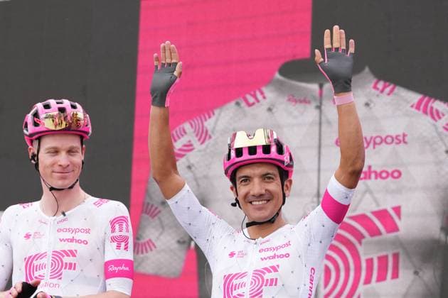 Radsport, Giro d Italia, 1. Etappe Carapaz Richard of Ef Education - Easypost during the stage 1 of the Giro d™Italia from Durazzo (Durres) to Tirana (Tirane), Albania- Friday, May 9, 2025. - cycling  Copyright: xGianmattiaxD Alberto LaPressex