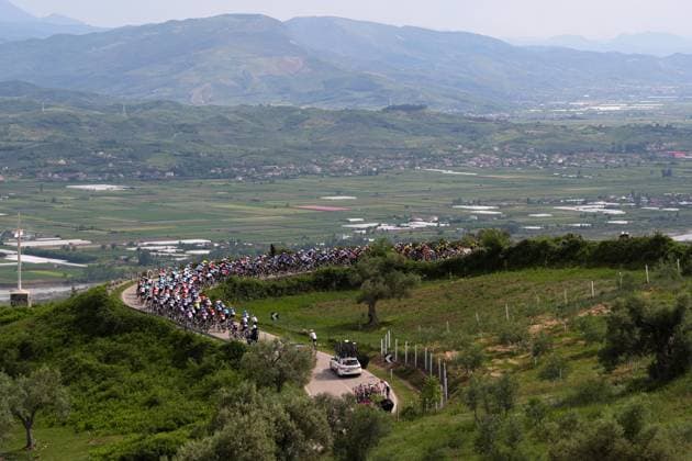 The pack rides during the stage 1 of the Giro d™Italia from Durazzo (Durres) to Tirana (Tirane), Albania- Friday, May 9, 2025. - cycling.  Copyright: xFabioxFerrari LaPressex