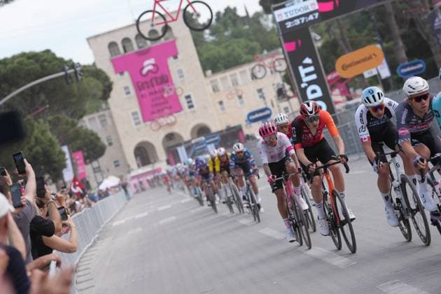 The pack rides during the stage 1 of the Giro d™Italia from Durazzo (Durres) to Tirana (Tirane), Albania- Friday, May 9, 2025. - cycling.  Copyright: xGianmattiaxD Alberto LaPresse Lax
