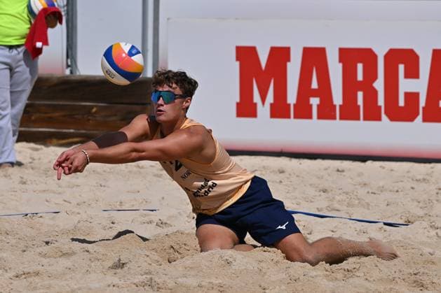 May 9, 2025, Madrid, Madrid, Spain: 2 NICOLAI OLE AAS (NOR) competes during the World Beach ProTour Futures volleyball match between SPAIN and NORWAY at Parque Deportivo Puerta de Hierro on May 09, 2025 in Madrid, Spain. Madrid Spain - ZUMAc312 20250509_zsp_c312_005 Copyright: xOscarxManuelxSanchezx