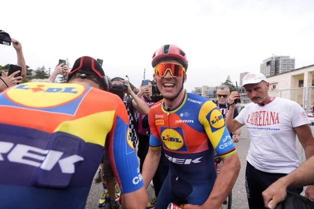 Pedersen Mads of Lidl-Trek winner of the stage during the stage 1 of the Giro d™Italia from Durazzo (Durres) to Tirana (Tirane), Albania- Friday, May 9, 2025. - cycling.  Copyright: xFabioxFerrari LaPressex