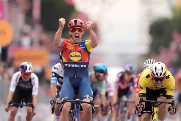 Pedersen Mads of Lidl-Trek winner of the stage during the stage 1 of the Giro d™Italia from Durazzo (Durres) to Tirana (Tirane), Albania- Friday, May 9, 2025. - cycling.  Copyright: xMassimoxPaolone LaPressex