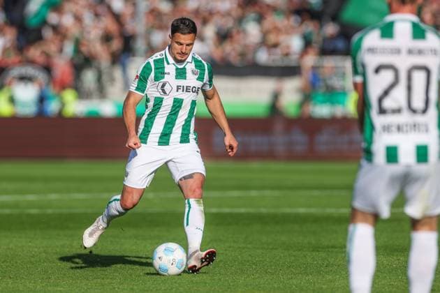 09.05.2025, Fussball, Saison 2024 2025, 2. Bundesliga, 33. Spieltag, Preussen Münster - Hertha BSC, Sebastian Mrowca (Preußen Münster) Münster LVM Arena NRW Deutschland xRHR-FOTO TRx