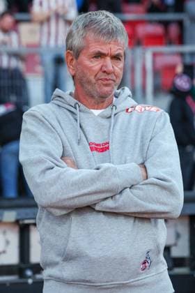 Chef-Trainer Friedhelm Funkel (1. FC Koeln) , 1.FC Nuernberg vs. 1.FC Koeln Fussball, 2. Bundesliga, DFL, Saison 2024 2025, Rueckrunde, 33. Spieltag, 09.05.2025 DFB regulations prohibit any use of photographs as image sequences and or quasi-video
