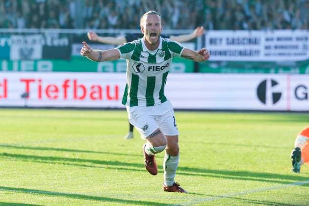 Jorrit Hendrix (SC Preussen Muenster) bejubelt seinen Treffer zum 2:0, 2. Bundesliga, Preußen Münster vs Hertha BSC, Preußenstadion am 09. May 2025 in Münster, Deutschland. (Foto von Marco Steinbrenner DeFodi Images) Jorrit Hendrix (SC Preussen Muenster) celebrates after scoring his teams second goal, 2. Bundesliga, Preußen Münster vs Hertha BSC, Preußenstadion, May 9, 2025 in Münster, Germany. (Photo by Marco Steinbrenner DeFodi Images) DFB DFL REGULATIONS PROHIBIT ANY USE OF PHOTOGRAPHS AS IMAGE SEQUENCES AND OR QUASI-VIDEO.