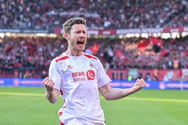 09.05.2025, Fussball, 2. Bundesliga, 33. Spieltag Saison 2024 2025, 1.FC Nürnberg - 1.FC Köln, Florian Kainz (1. FC Köln) freut sich über das Tor zum 1:1, xRHR-FOTO TKx