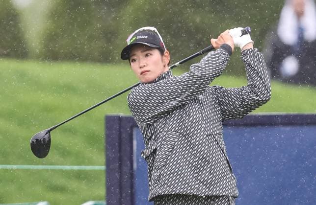 May 09, 2025: Erika Hara of Japan watches her tee shot during the second round of the Mizuho Americas Open at Liberty National Golf Club in Jersey City, NJ. CSM Jersey City United States of America - ZUMAc04_ 20250509_zma_c04_016 Copyright: xMikexLangishx