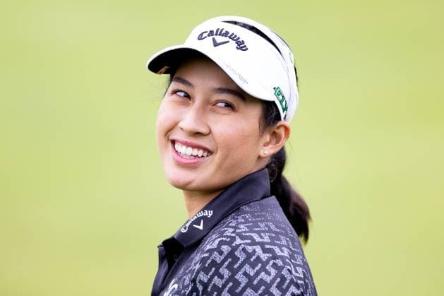 May 8, 2025, Jersey City, New Jersey, USA: JEENO THITIKUL of Thailand reacts during the second round of the Mizuho Americas Open 2025 at Liberty National Golf Club. Jersey City USA - ZUMAb273 20250508_zsp_b273_032 Copyright: xJordanxBankx