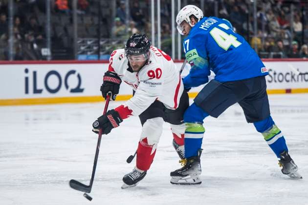 250510 Ryan O™Reilly of Canada during the 2025 IIHF Ice hockey, Eishockey World Championship, WM, Weltmeisterschaft group stage game between Slovenia and Canada on May 10, 2025 in Stockholm. Photo: Maxim Thore BILDBYRAN kod MT MT0810 ishockey ice hockey ishockey-vm 2025 vm 2025 iihf world championship slovenia kanada canada bbeng gruppspel Copyright: MAXIMxTHORE BB250510MT005