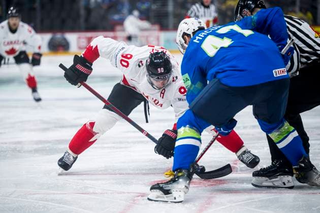 250510 Ryan O Reilly of Canada during the 2025 IIHF Ice hockey, Eishockey World Championship, WM, Weltmeisterschaft group stage game between Slovenia and Canada on May 10, 2025 in Stockholm. Photo: Maxim Thore BILDBYRAN kod MT MT0810 ishockey, ice hockey,ishockey-vm 2025, vm, 2025 iihf world champ Copyright: MAXIMxTHORE BB250510MT006