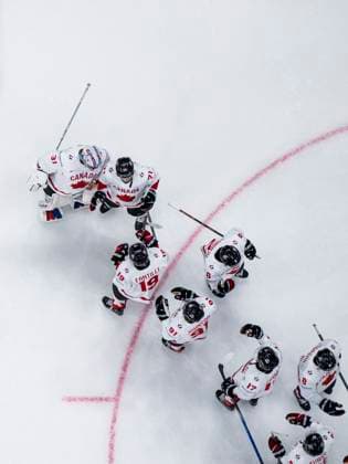 250510 Players of Canada celebrate after the 2025 IIHF Ice hockey, Eishockey World Championship, WM, Weltmeisterschaft group stage game between Slovenia and Canada on May 10, 2025 in Stockholm. Photo: Maxim Thore BILDBYRAN kod MT MT0810 ishockey ice hockey ishockey-vm 2025 vm 2025 iihf world championship slovenia kanada canada bbeng gruppspel jubel Copyright: MAXIMxTHORE BB250510MT066