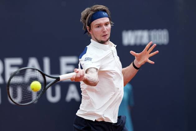 Alexander Bublik Kazakhstan during the match against Casper Ruud of Norway at the Internazionali BNL d Italia 2025 tennis tournament at Foro Italico in Rome, Italy on may 10, 2025. AntoniettaxBaldassarre