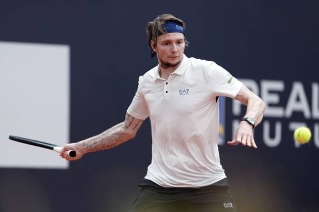 Alexander Bublik Kazakhstan during the match against Casper Ruud of Norway at the Internazionali BNL d Italia 2025 tennis tournament at Foro Italico in Rome, Italy on may 10, 2025. AntoniettaxBaldassarre
