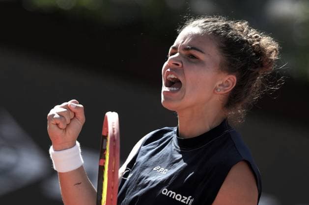 Sport Themen der Woche KW19 Sport Bilder des Tages Jasmine Paolini of Italy celebrates during the match against Jasmine Paolini of Italy at the Internazionali BNL d Italia 2025 tennis tournament at Foro Italico in Rome, Italy on may 10, 2025. AntoniettaxBaldassarre